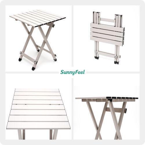 SUNNYFEEL Folding Camping Table - Lightweight Aluminum Portable Picnic Table, 18.5x18.5x24.5 Inch for Cooking, Beach, Hiking, Travel, Fishing, BBQ SUNNYFEEL Folding Camping Table - Lightweight Aluminum Portable Picnic Table, 18.5x18.5x24.5 Inch for Cooking, Beach, Hiking, Travel, Fishing, BBQ